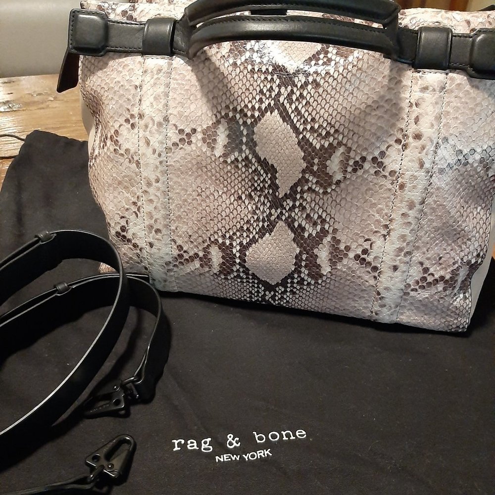 Rag and Bone Aston Fawn Python Leather Satchel